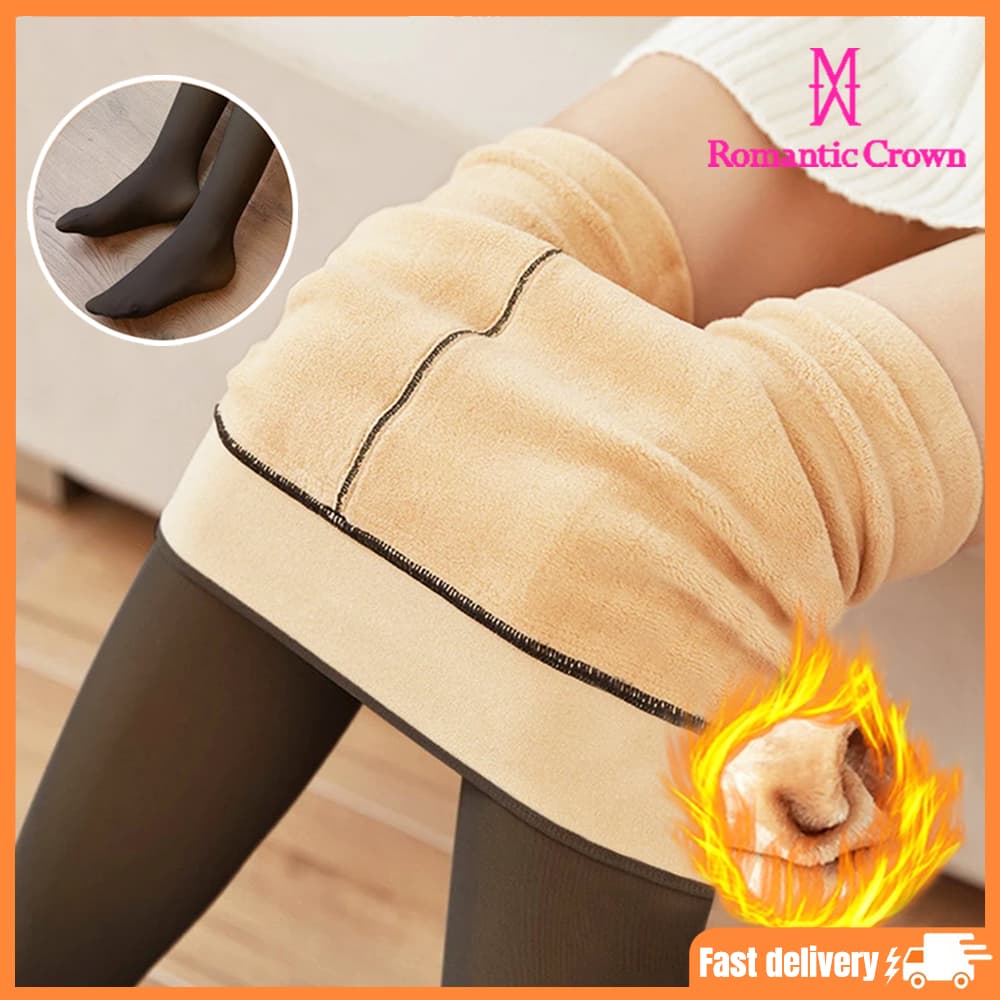 Imagem da oferta ROMANTIC CROWN Meia-Calça Térmica Forrada Peluciada Translúcida De Lã Quente Feminina Para Inverno