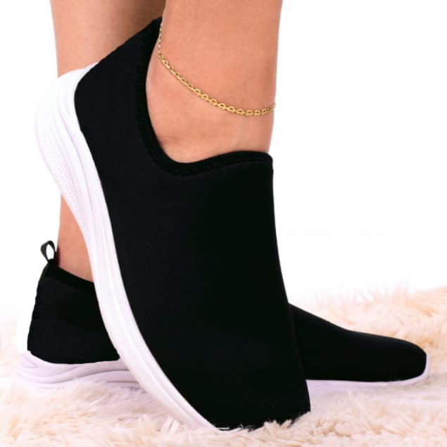 Imagem da oferta Tênis Feminino Meia Calce Fácil Slip On Leve Flexível Confortável Caminhada Academia Casual