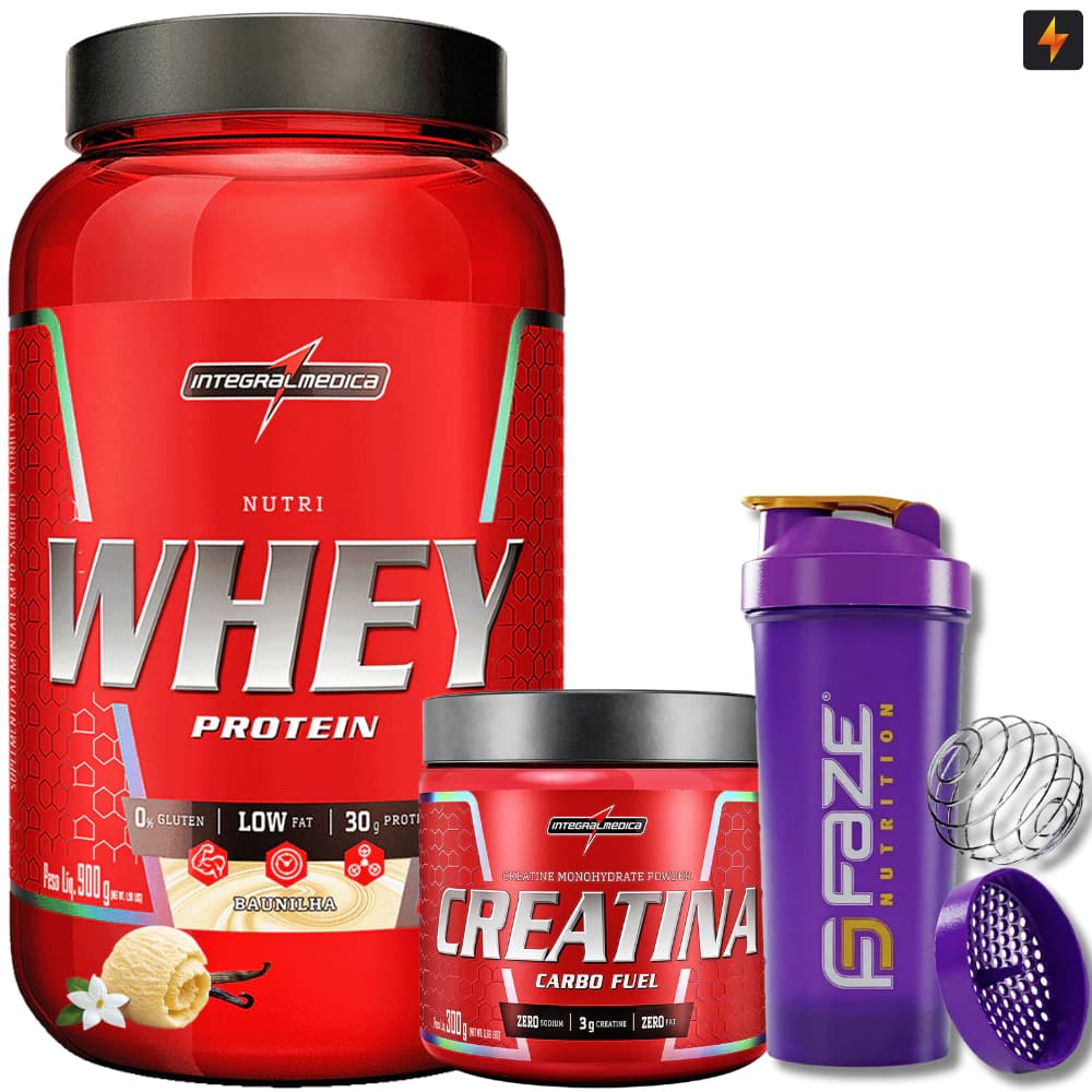 Imagem da oferta Kit Nutri Whey Pote 900g + Creatina CarboFuel 300g + Coqueteleira - I