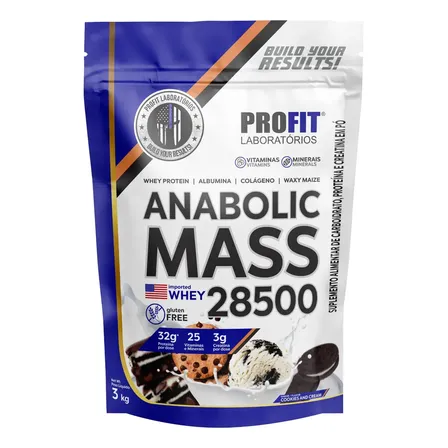 Imagem da oferta Hipercalórico Anabolic Mass 28500 3kg Profit Labs Cookies And Cream