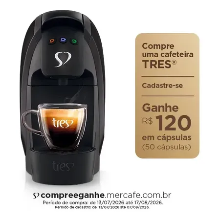 Imagem da oferta Cafeteira Espresso Luna Preta - TRES 3 Corações