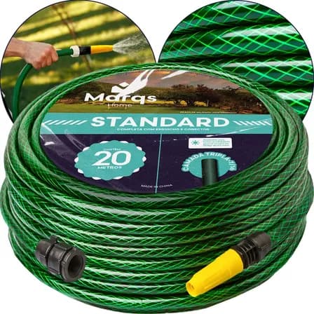 Imagem da oferta Mangueira Jardim 20m Metros Com Esguicho Trançada Reforçada Flexível 7/16 Anti Dobra Irrigação Quintal Poço Lavagem Durável Marqs Home Verde