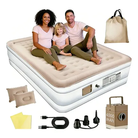 Imagem da oferta Colchão Inflável Duplo 300kg C/elétrico Bomba+almof Cor Marrom Claro/cama Duplo