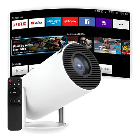Imagem da oferta Projetor Smart Portátil Full Hd 4k Bluetooth Android Wifi Branco 127/220v