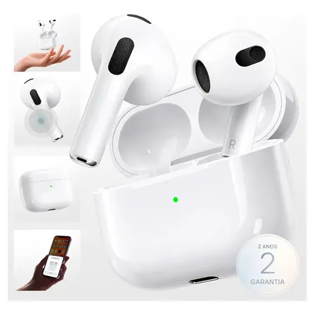 Imagem da oferta Fone Ouvido Bluetooth 5.4 Sem Fio Estojo De Carregamento Anti Ruido A Prova Dagua Compatível Com Ios Samsung Galaxy Android Tws Wireless Air Premium Microfone Touch Marca Pro Phone See Branco