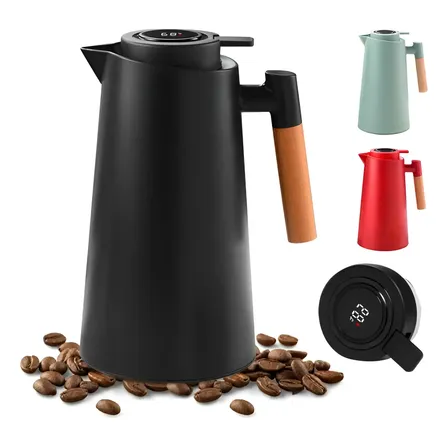 Imagem da oferta Garrafa Térmica 1 Litro Com Termômetro Led Para Chás / Café Preto