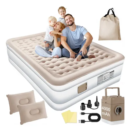 Imagem da oferta Colchão Inflável Casal Queen Com 2 Travesseiro +bomba Bivolt Cáqui