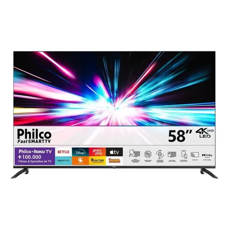 Imagem da oferta Smart Tv Philco 58 P58vik 4k Uhd Led Roku Dolby Audio Wi-fi Hdr10 110/220v