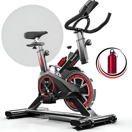 Imagem da oferta Bicicleta Ergométrica Fitness Para Cardio E Musculação Com Base Cor Preto E Vermelho 6kg Inercia Marca Sevenfit
