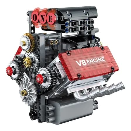 Imagem da oferta Happy Max Motor V8 Funcional Bloco De Montar Construção 478+ Peças mini motor v8 funcional-dk200