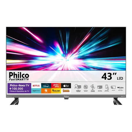 Imagem da oferta Smart Tv 43 Philco P43vik Roku Led Dolby Audio Wi-fi Hdmi Hdr Full Hd 110/220v