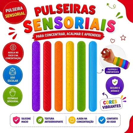 Imagem da oferta Pulseira Mordedor Sensorial Silicone Autismo Colorido Sensorial