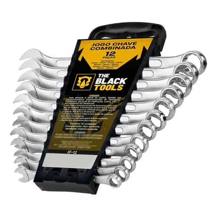 Imagem da oferta Jogo De Chave Boca E Estrela Combinada 12 Pçs Aço 6 22 Mm Cromada If-12 The Black Tools