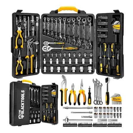 Imagem da oferta Caixa Jogo De Ferramentas 110 Peças Aço Cromo Vanádio Completo Maleta Para Mecânico Profissional Ttk110 The Black Tools Prateado