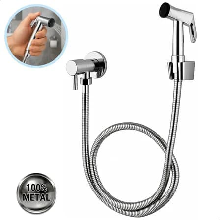Imagem da oferta Ducha Higiênica Soft Inox Chuveirinho Completa 100% Metal 1/4 De Volta Cromada Cromado Brilhante