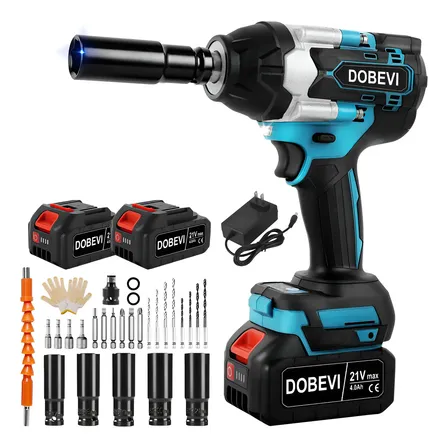 Imagem da oferta Chave De Impacto 1200n.m Brushless C/ Jogo Soquete+ Dobevi Azul 127/220v