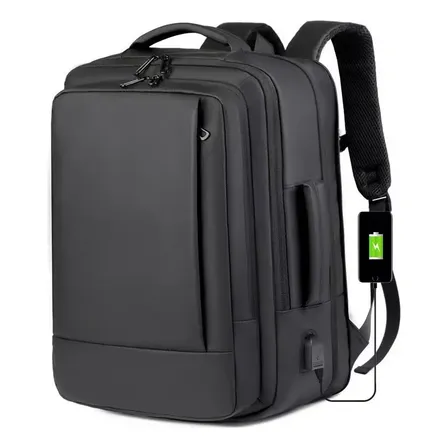 Imagem da oferta Mochila Dos Homens Com Faixa Impermeável Para Expansão Preto Liso