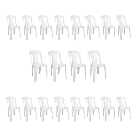 Imagem da oferta Kit 20 Cadeiras Plástica Bistrô Reforçada Polipropileno Branco