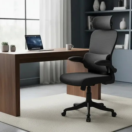 Imagem da oferta Cadeira Escritório Ergonômica Genebra B500 Luvinco Cor Preto Com Suporte Lombar Estofado Mesh Malha
