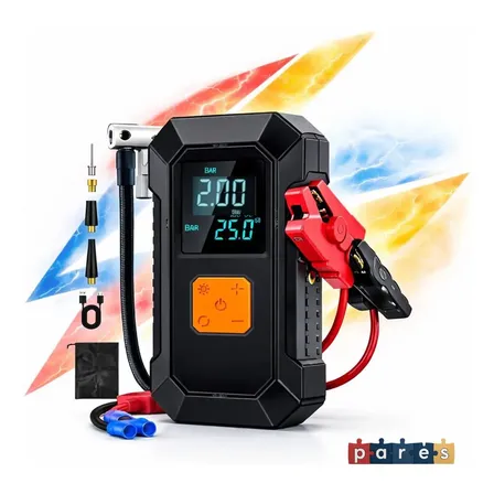 Imagem da oferta Auxiliar Partida Bateria Compressor Ar Inteligente Emergência Portátil Veicular Com Compressor De Ar, Pares Portátil Compressor Ar Veicular