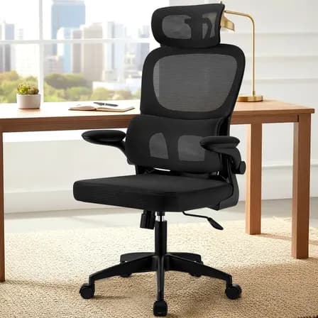 Imagem da oferta Cadeira Ergonomica Escritorio Giratória Executiva Tela Mesh Preto Algodão
