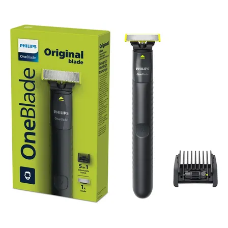 Imagem da oferta Barbeador e Aparador Elétrico Philips OneBlade com Pente 5 em 1, Sem Fio e À Prova D'Água - QP1425/10
