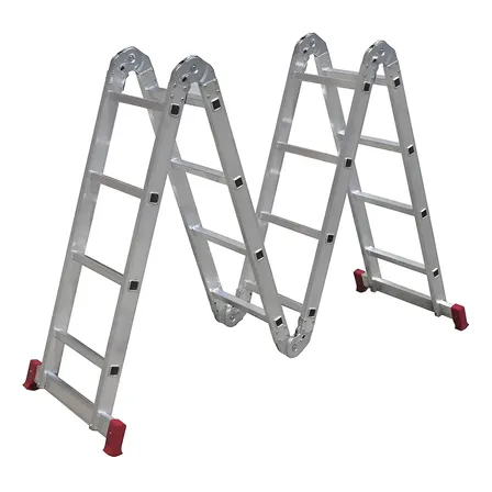 Imagem da oferta Escada Multifuncional De Alumínio 4x4 Com 16 Degraus Dobrável E Articulada Botafogo Leve E Resistente