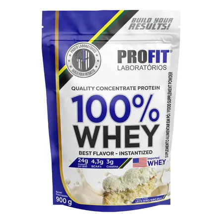 Imagem da oferta 100% Whey Quality Concentrate Protein Refil 900g - Profit Sabor Leite Niño