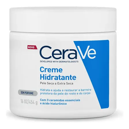 Imagem da oferta Creme Hidratante Corporal E Facial Para Pele Seca A Extra Seca Sem Perfume 454g Cerave