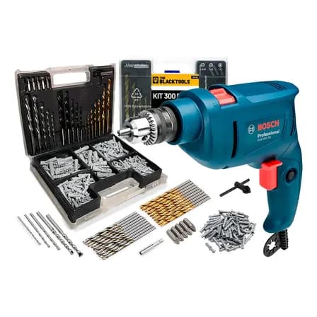 Imagem da oferta Furadeira De Impacto Bosch Gsb 450 Re 450w 10mm Com Brocas E Buchas Azul 220v 50/60hz