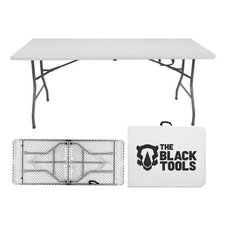Imagem da oferta Mesa Dobrável Vira Maleta Com Alça Portátil 1.80m Para Camping Pesca Jardim Área Externa Tft1800 The Black Tools Branco