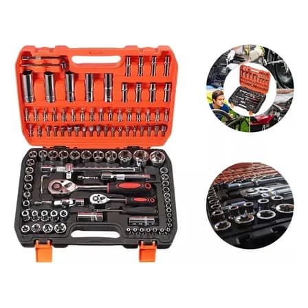 Imagem da oferta Kit 108 Peças Soquete 1/2aço Crv Profissional Pronta Entrega Prateado
