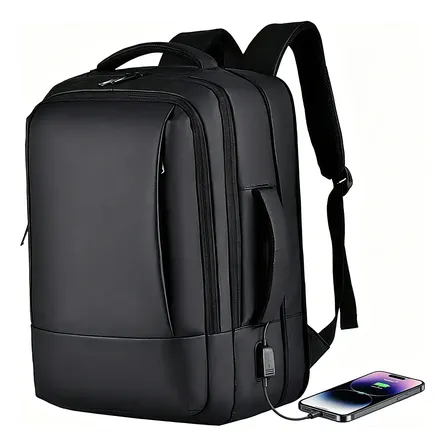 Imagem da oferta Mochila Dos Homens Com Faixa Impermeável Para Expansão Preto Liso