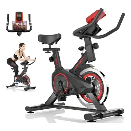 Imagem da oferta Bicicleta Ergométrica Fitness Para Spinning Mecanica Preto E Vermelho Bateria