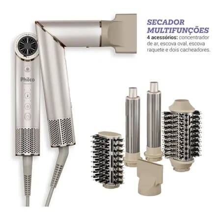Imagem da oferta Secador De Cabelos Philco psc3500 4 Em 1 dobrável motor bldc Prateado Bege 127v