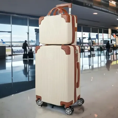 Imagem da oferta Mala De Viagem 10kg Promoção Rodas 360° Miami Com Frasqueira Bege Listras