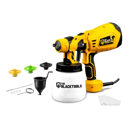 Imagem da oferta Pistola De Pintura E Pulverizadora Elétrica Portátil Hvlp 1.250l C/5 Bicos E Acessórios 600w Tpp150 The Black Tools Amarelo 220v