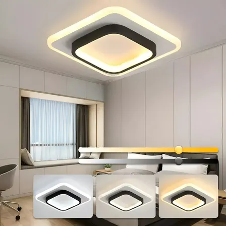 Imagem da oferta Luminária Sobrepor Plafon Led Preto Quadrado 3 Cores Bivolt 127/220v Preto