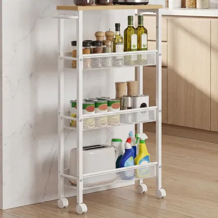 Imagem da oferta Carrinho De Cozinha Com Prateleiras, Estrutura De Aço,branco Branco