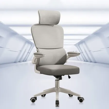 Imagem da oferta Cadeira Escritório Ergonômica Python Fly B07 Cinza Com Suporte Lombar Malha