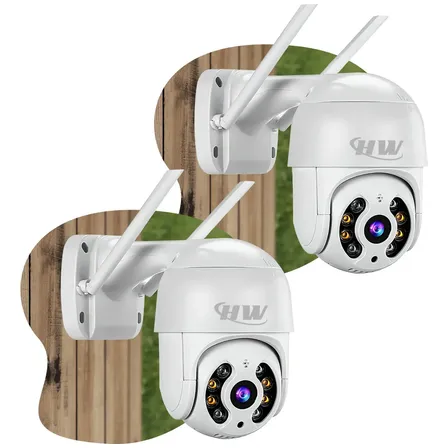Imagem da oferta Kit 2 Câmera Segurança Ip Interna Externa Wifi Icsee Infravermelho Prova Dágua - Hw Branco