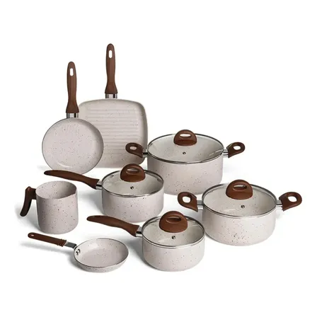 Imagem da oferta Conj de Panelas 8 Peças Ceramic Life Smart Plus Vanilla - Brinox