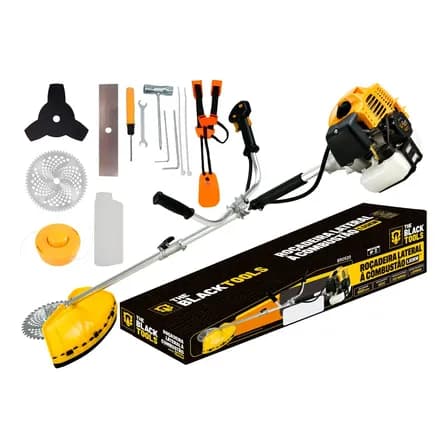 Imagem da oferta Roçadeira Lateral A Gasolina 4 Em 1 52cc Capacidade De 1200ml 9500 Rpm Com Acessórios The Black Tools
