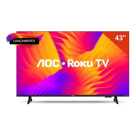Imagem da oferta Smart Tv 43 Aoc Led Roku Full Hd Wi-fi 60hz Hdmi Usb 43s5155/78g
