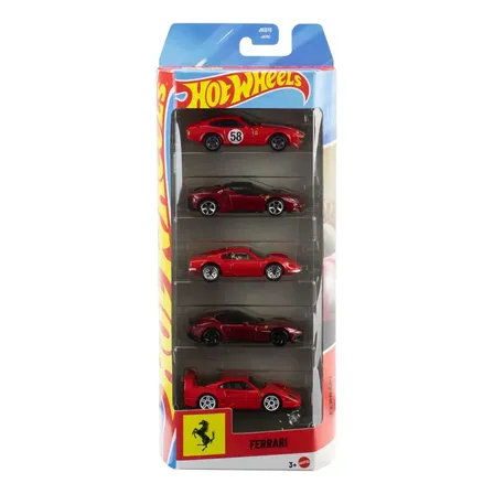 Imagem da oferta Kit Com 5 Carros Ferrari Hot Wheels 2026 - Jln12 5 - Pack Vermelho