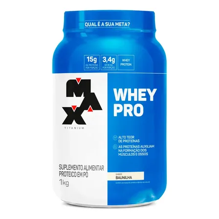 Imagem da oferta Whey Protein 1kg Whey Pro Max Titanium Sabor Baunilha BCAA e Aminoácidos