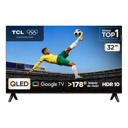 Imagem da oferta Smart Tv Tcl 32 Polegadas Hd Qled S5k Wifi Bluetooth Google Tv 2 Hdmi Hdr10 Dolby Audio 32s5k