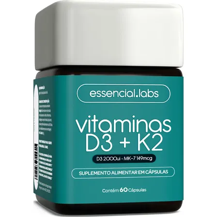Imagem da oferta Vitamina D3 + K2 Menaquinona-7 - Fórmula Com Máxima Concentração E Biodisponibilidade - 60 Cápsulas Sem Sabor