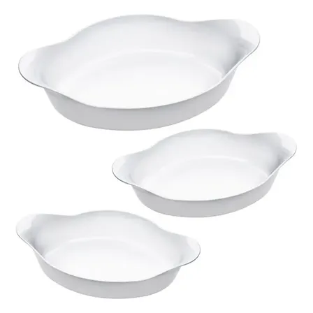 Imagem da oferta Marinex Conjunto De Assadeiras Oval Opaline 3 Peças Branco