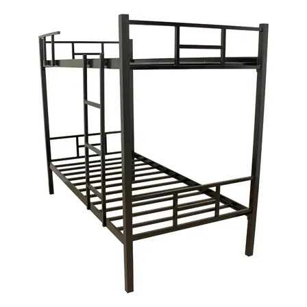Imagem da oferta Cama Beliche Solteiro Militar Com Escada Aço Ferro Reforçado Metalon 150kg Preto